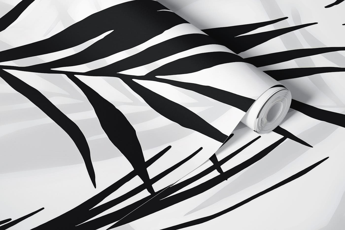 Black And White Palm Leaf Art wallpaper roll