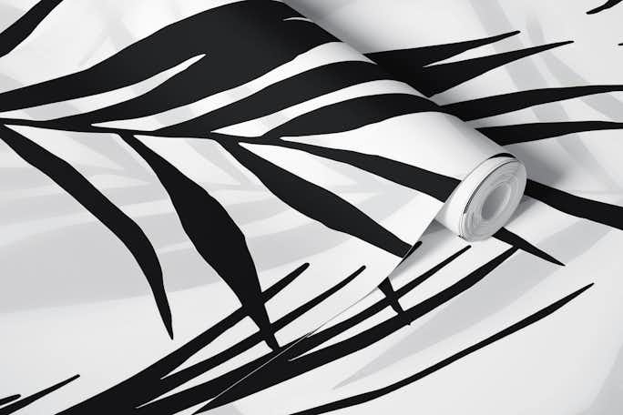 Black And White Palm Leaf Artwallpaper roll