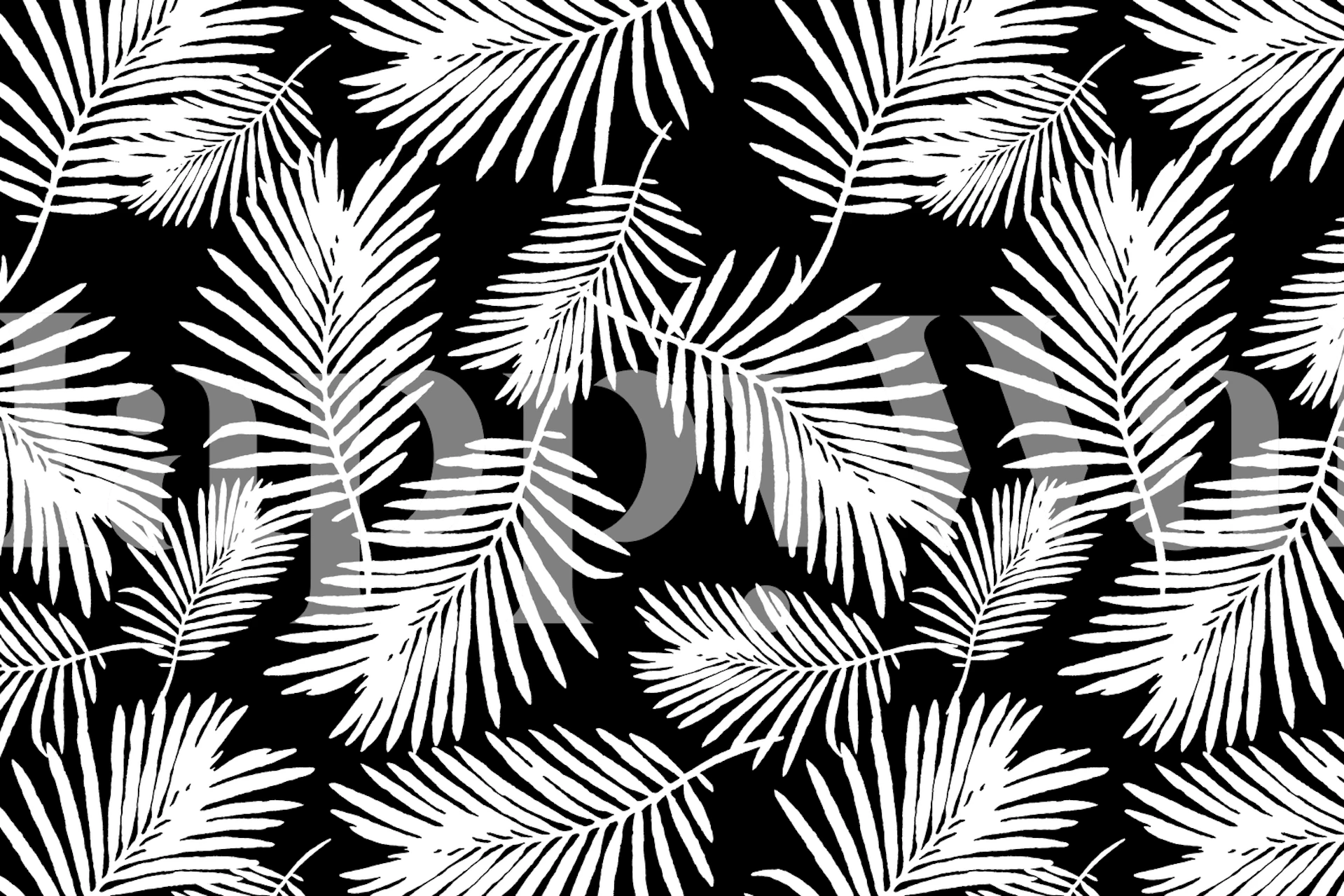 Tropical Palm Leaf-design svart og hvit