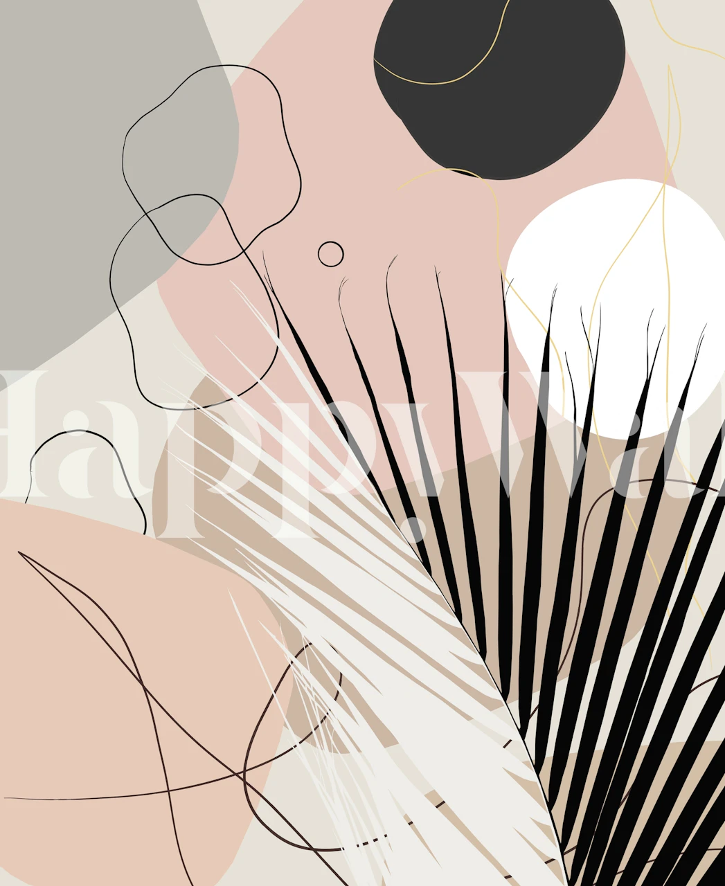 Tapeta Minimal Yin Yang Palm Leaf w pokoju