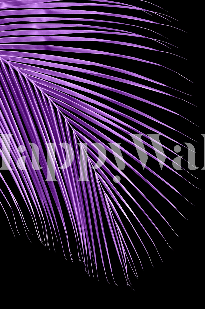 Purple palm leaf design on black background wallpaper