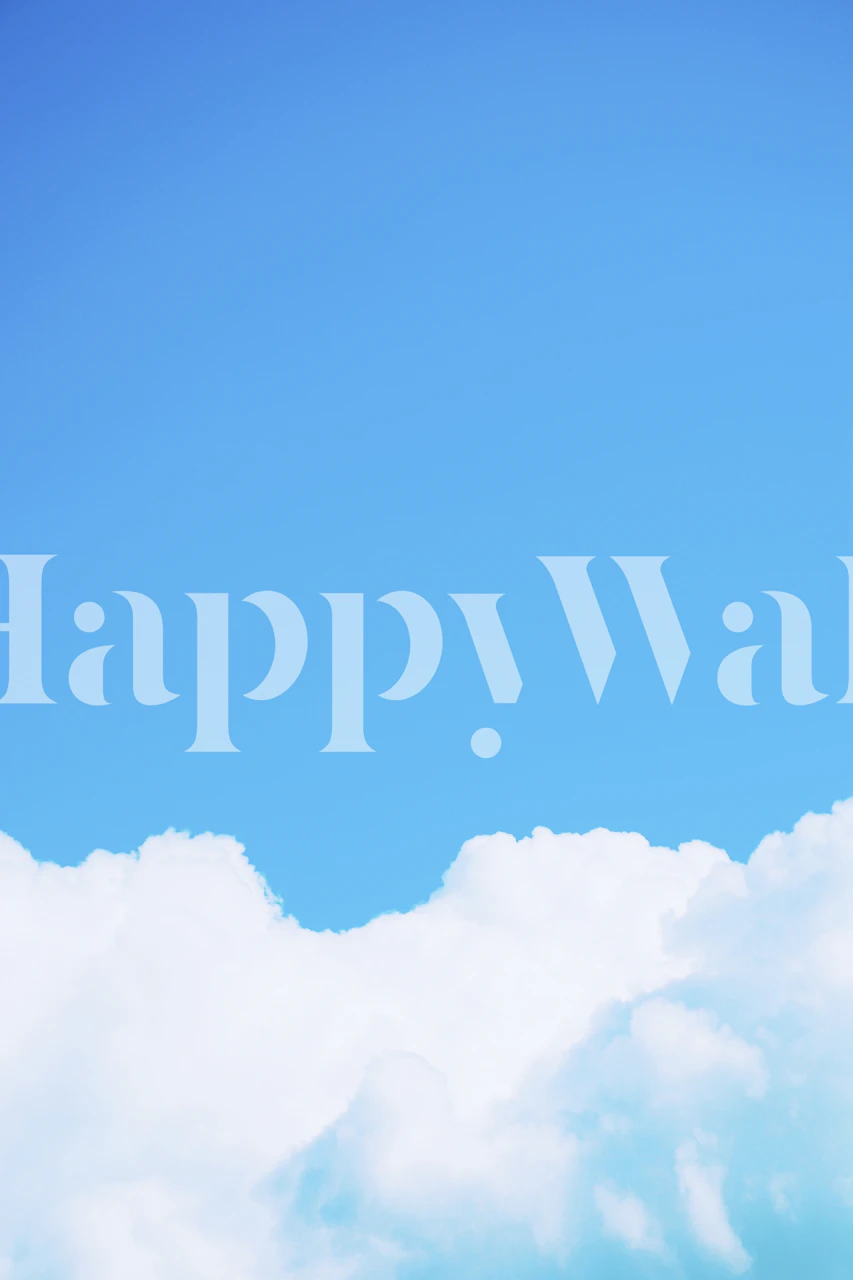Blue sky with fluffy white clouds wallpaper