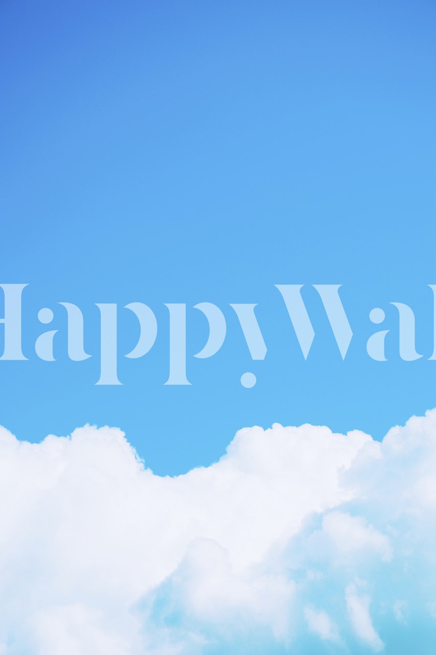 Blue sky with fluffy white clouds wallpaper