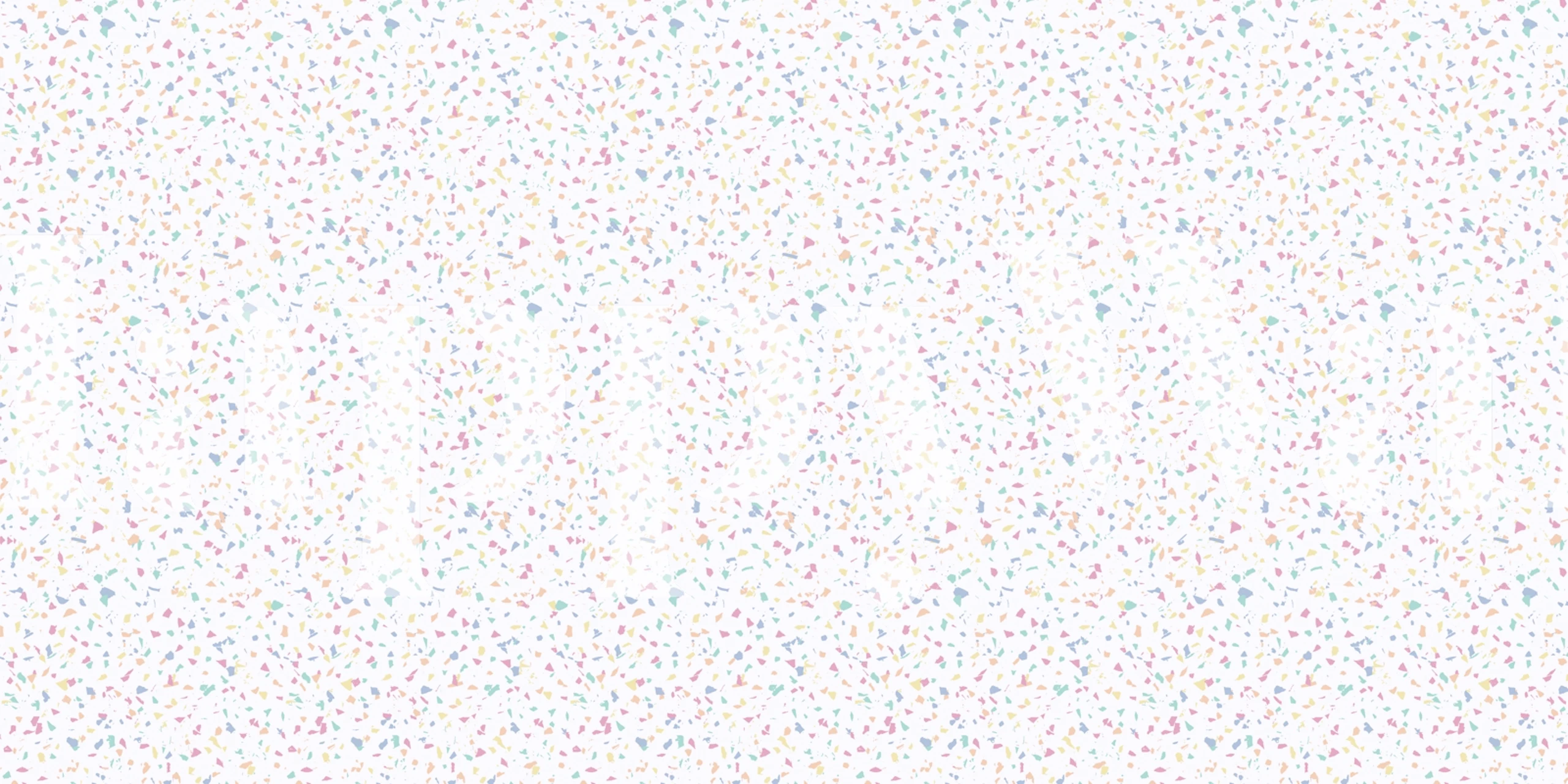 Colorful terrazzo pattern in pastel shades on white wallpaper
