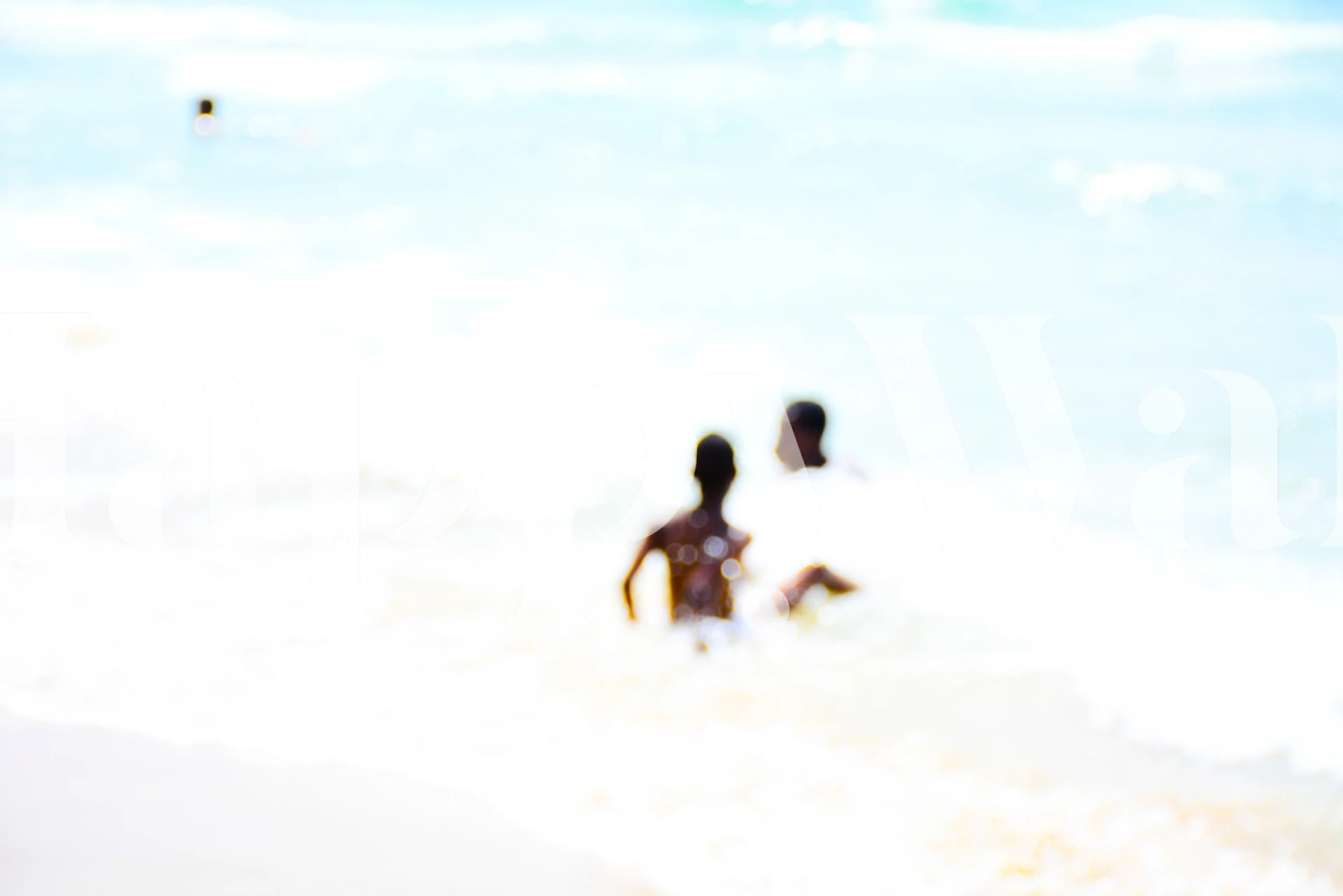 People enjoying a serene beach scene on Here and Now 5 wall mural