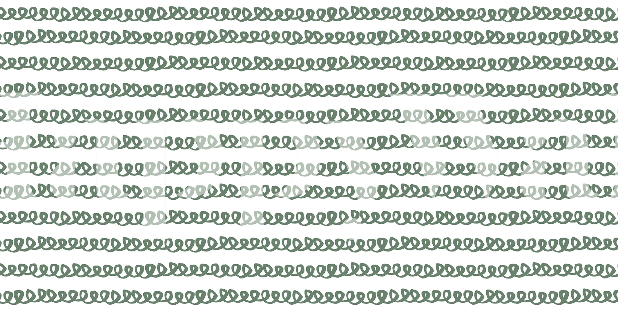 Repeating green squiggle pattern on white background wallpaper