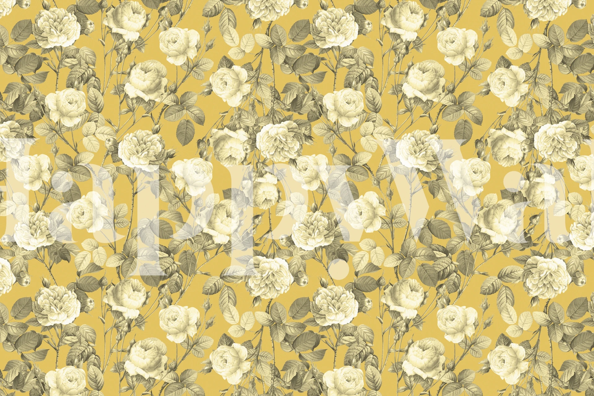 Summer Golden Vintage Roses tapet i et rom