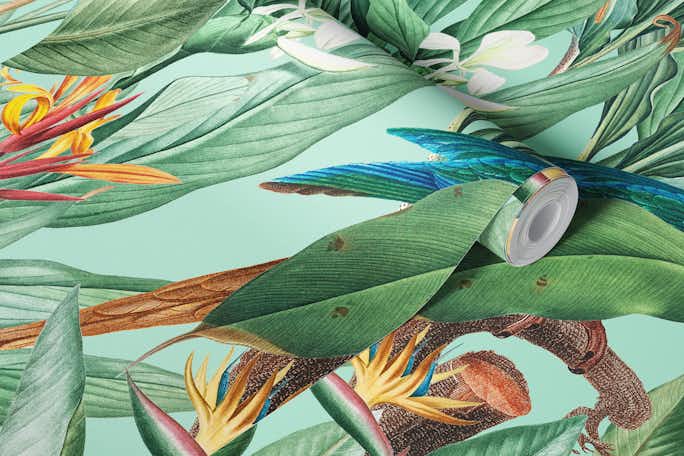 Tropical Parrots in the Junglewallpaper roll