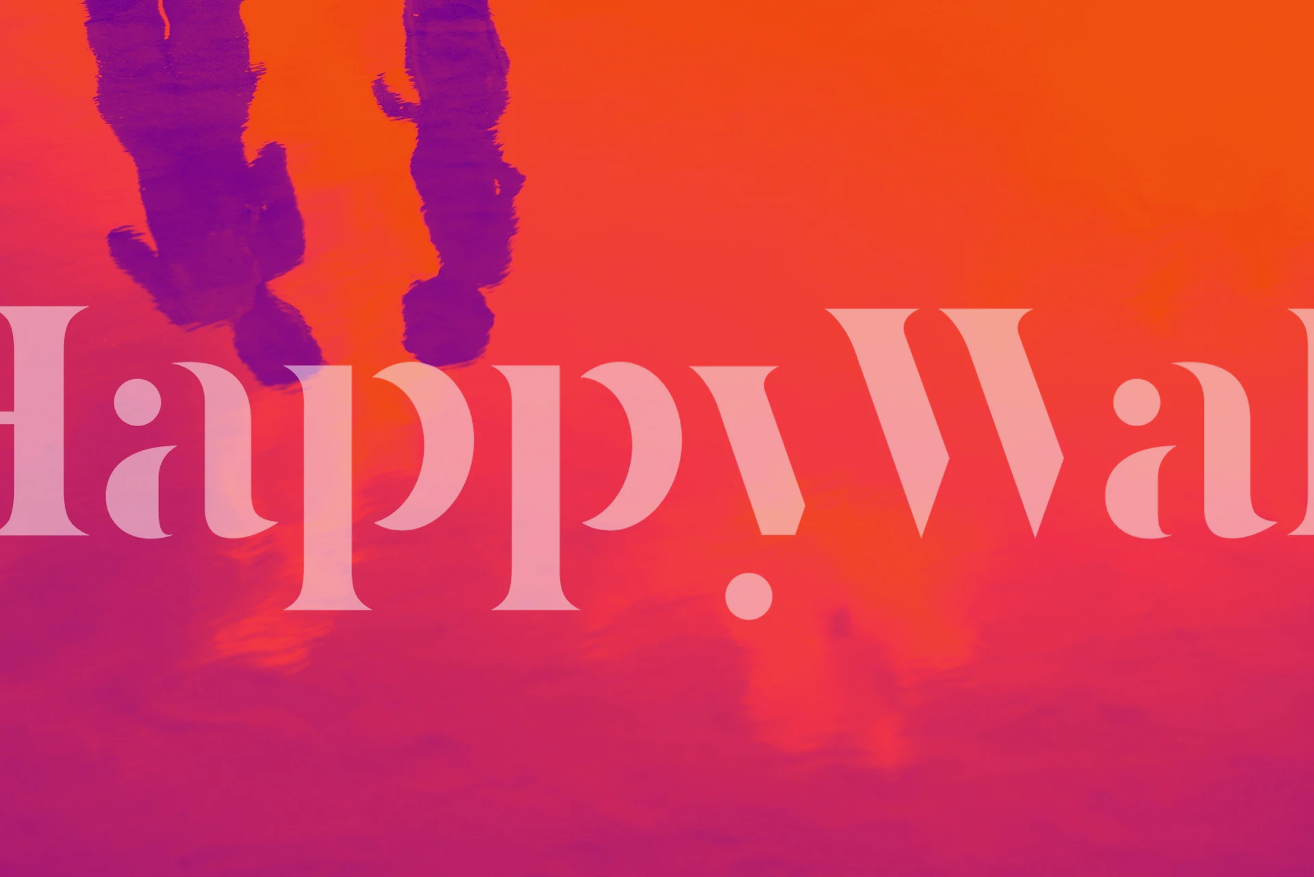 Abstract wall mural with orange and purple sunset hues reflecting on water