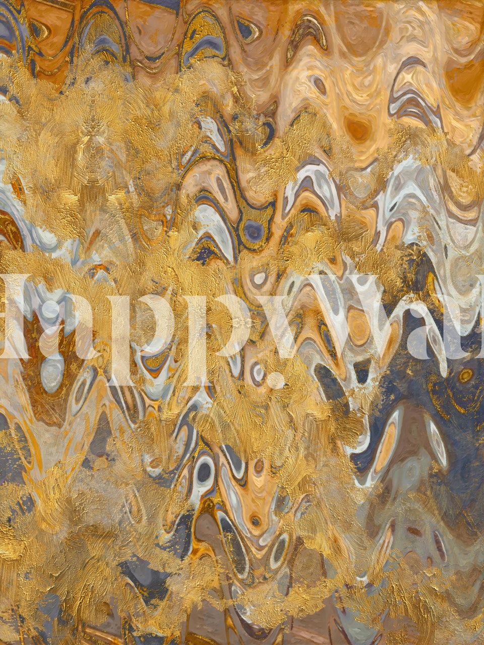 Gold abstract waves with white and dark grey accents wallpaper