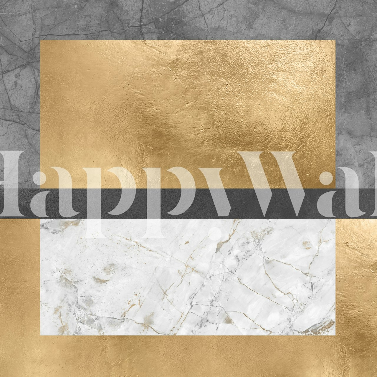 Fotomural Gold Geométrico 2 con texturas doradas y mármol divididas por líneas geométricas