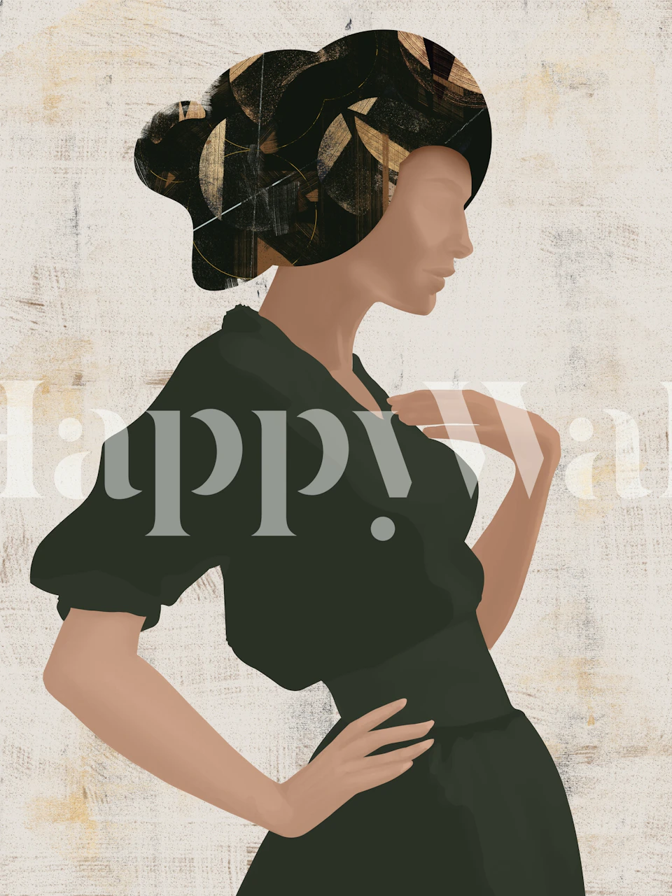 Elegant woman silhouette on a textured background wallpaper