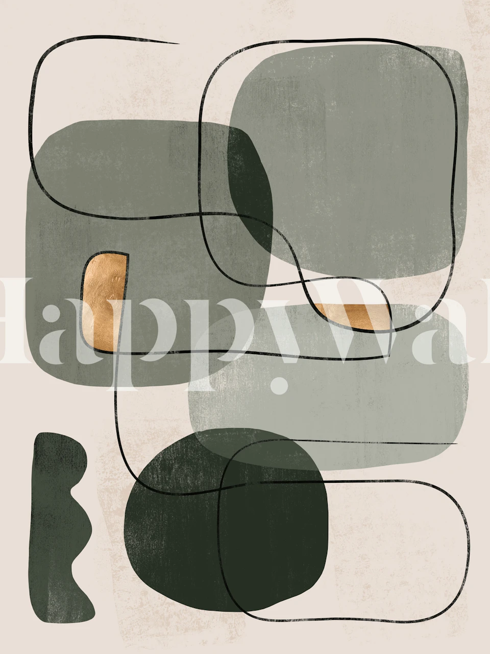 Abstract groen behangontwerp in een kamer