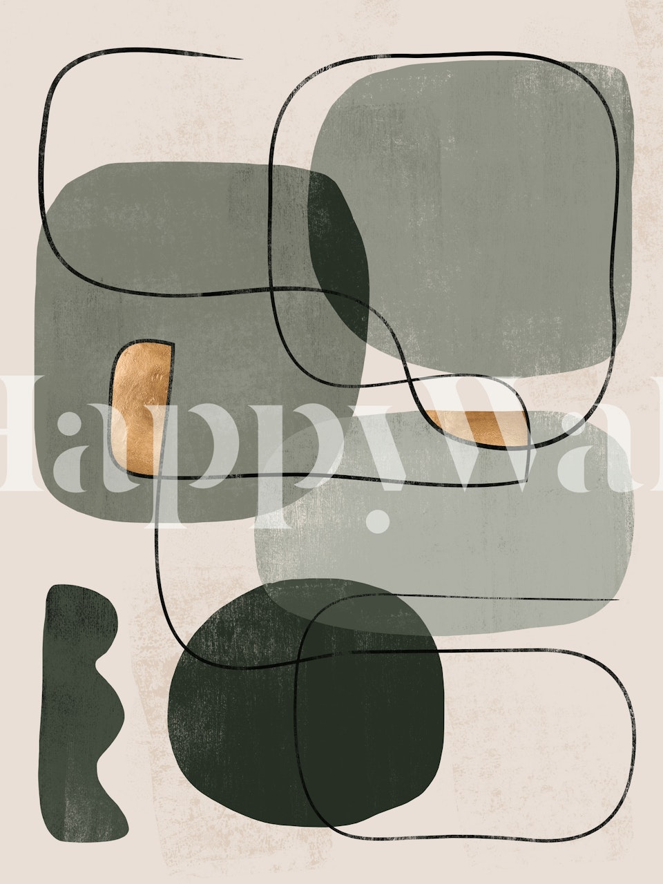 Abstract green wallpaper design in a room