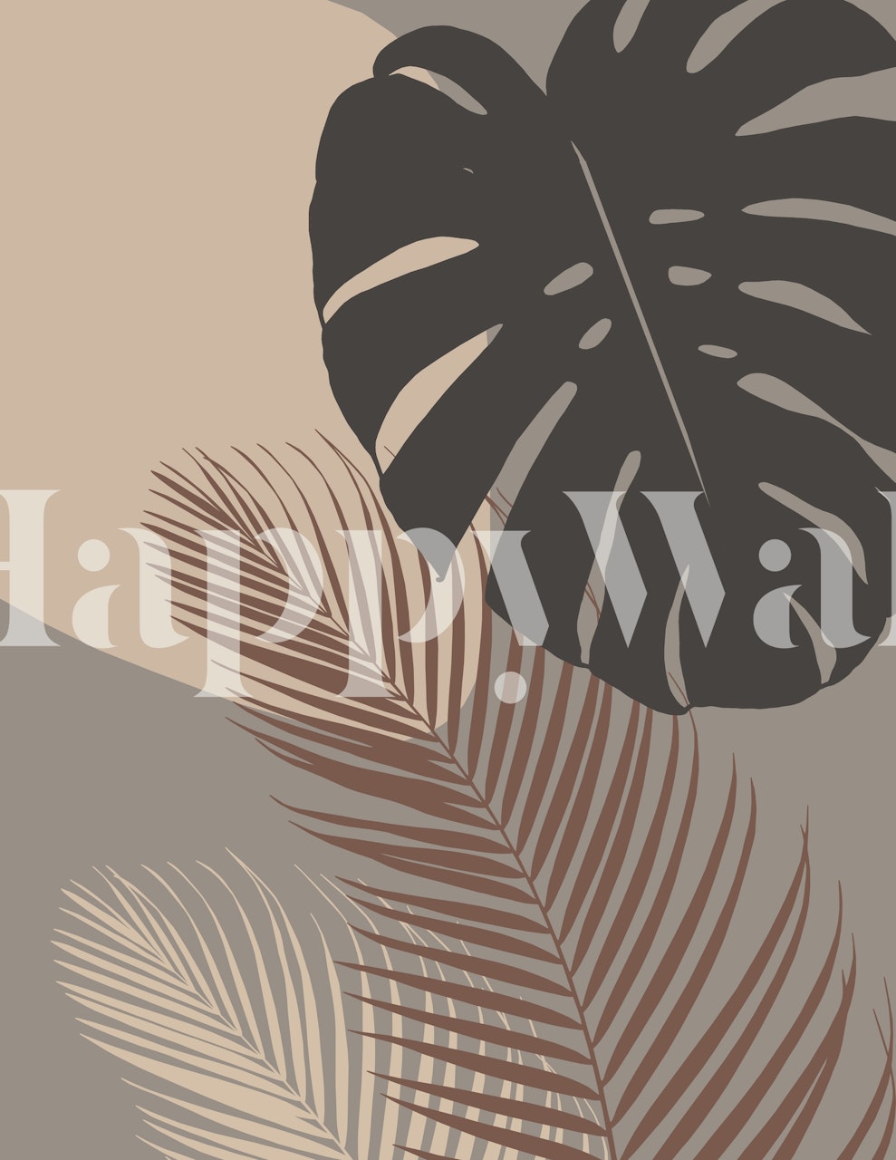 Minimal Monstera Palm leaves in earthy tones wallpaper