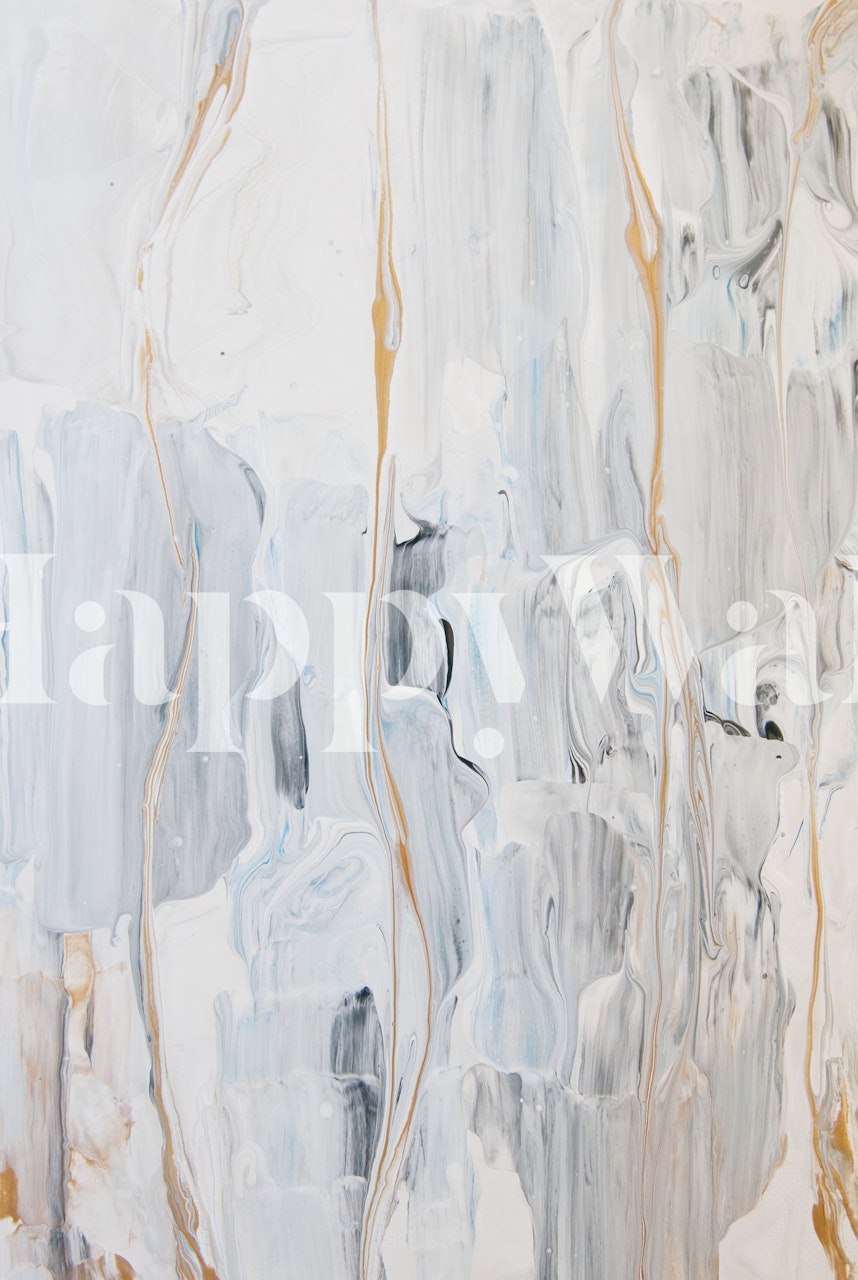 Dreamsicle Abstract 2 zidna slika s plavim, bijelim i zlatnim apstraktnim dizajnom