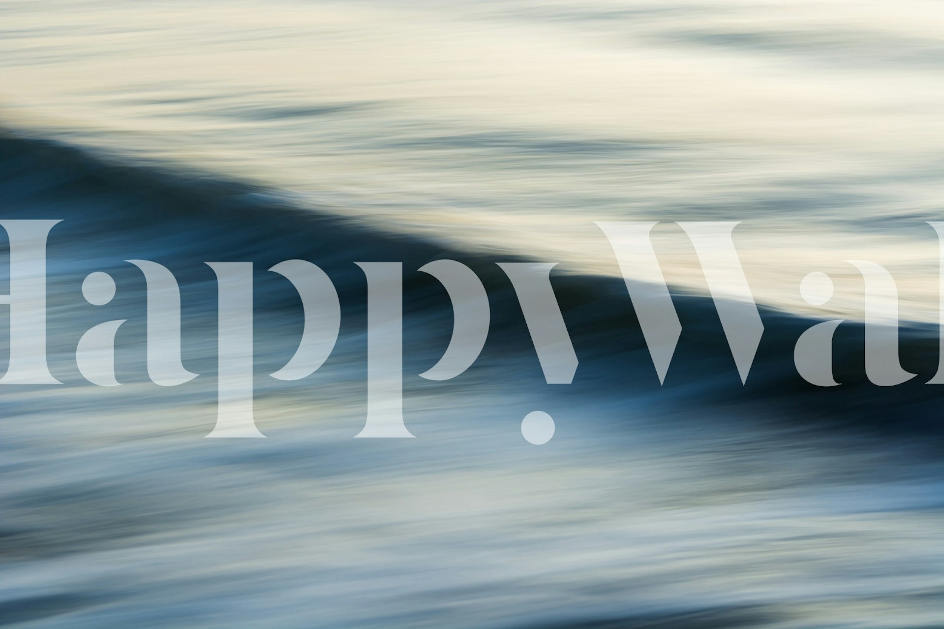 Abstract ocean wave wall mural with serene blues and flowing motion