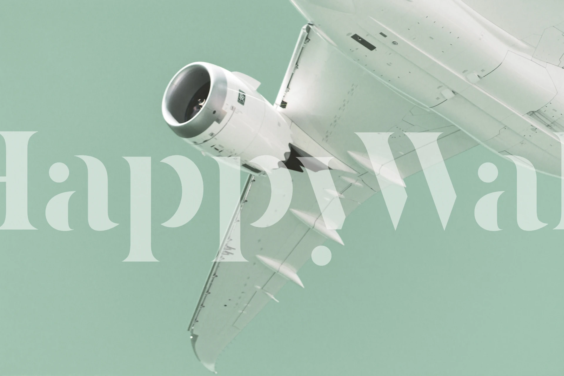 Geometric airplane wing and engine detail in teal wallpaper