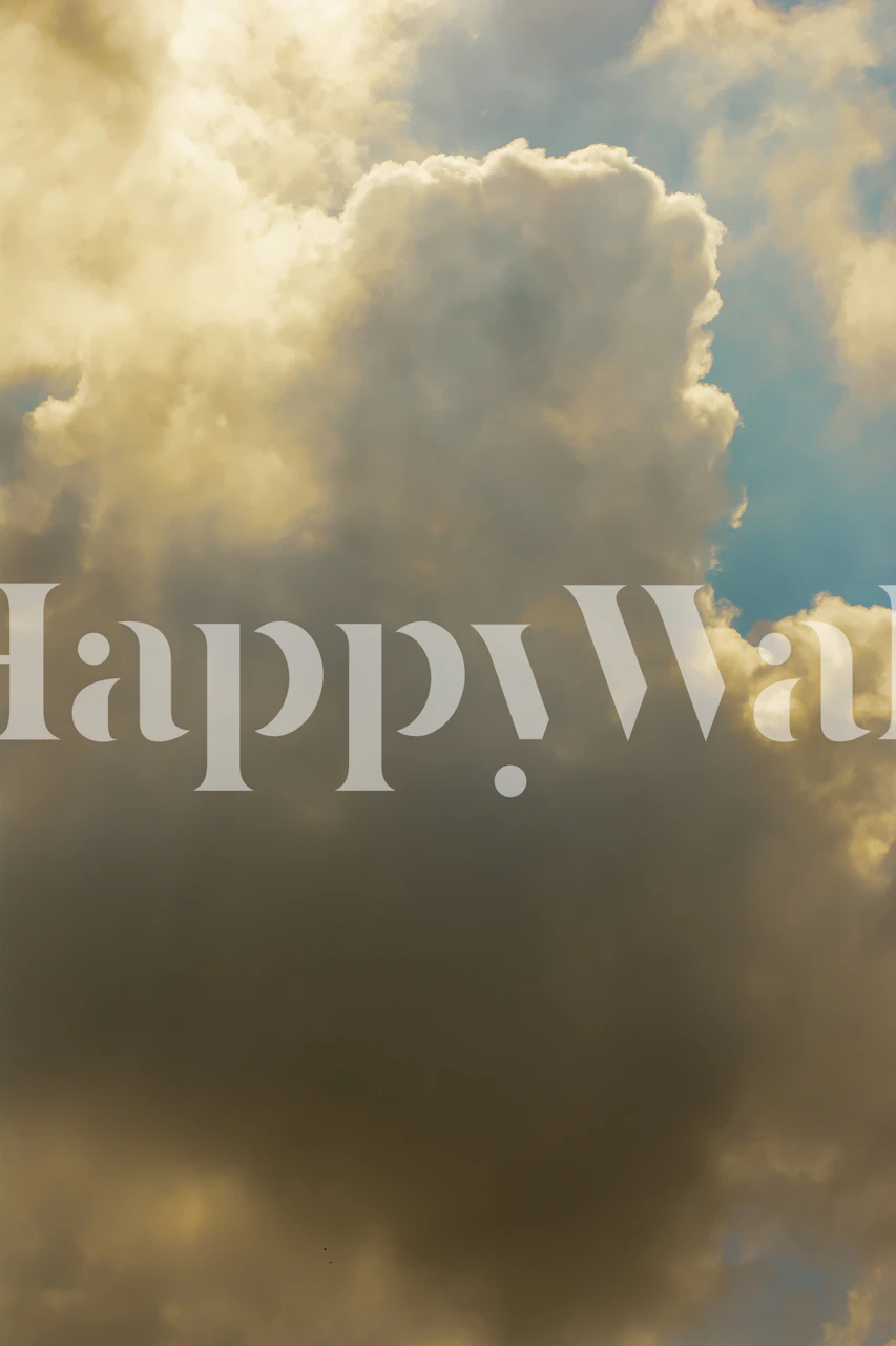 Böljande moln under gyllene solljus väggmålning