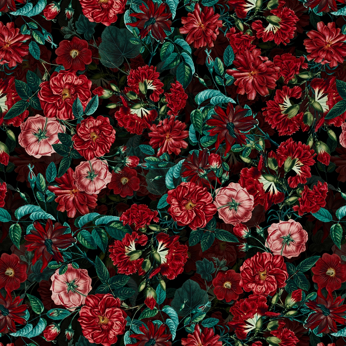 Buy Night Red Roses Garden wall mural Free US shipping at