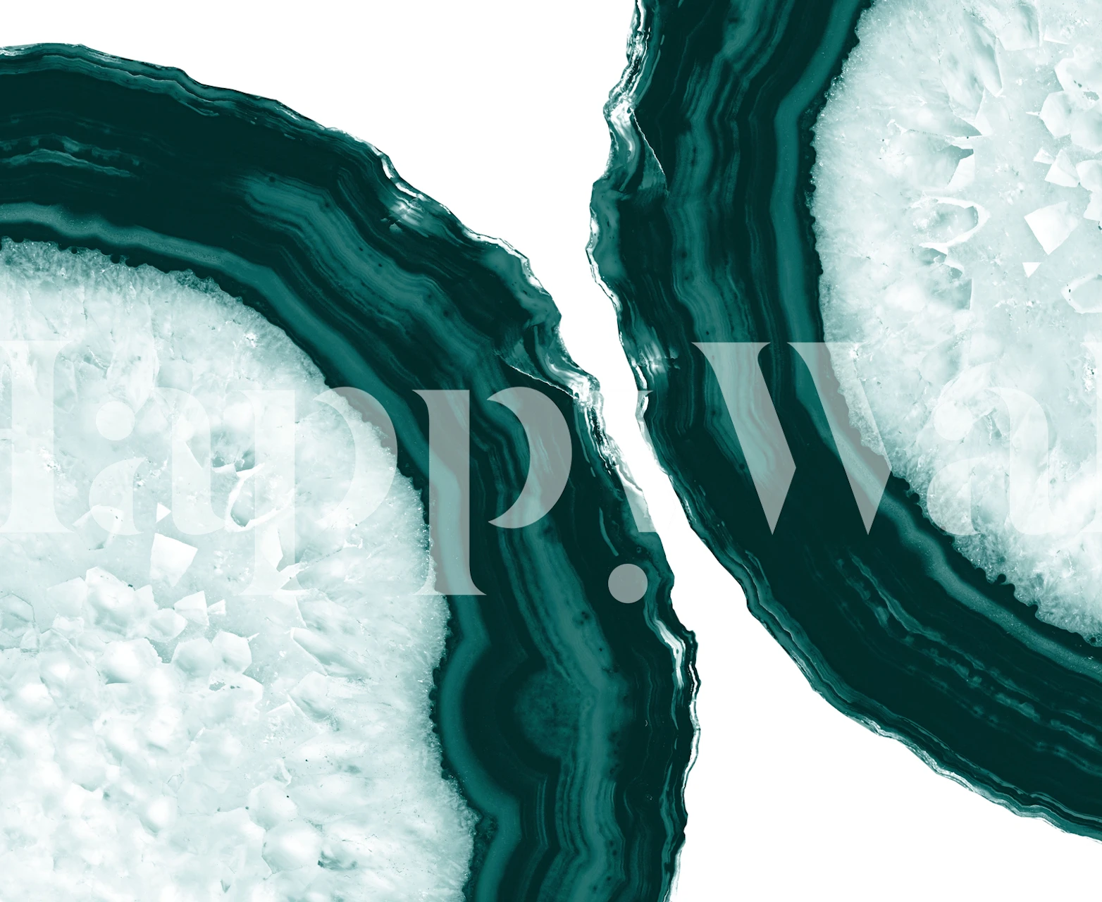 Teal agate geode design with sharp white details wallpaper