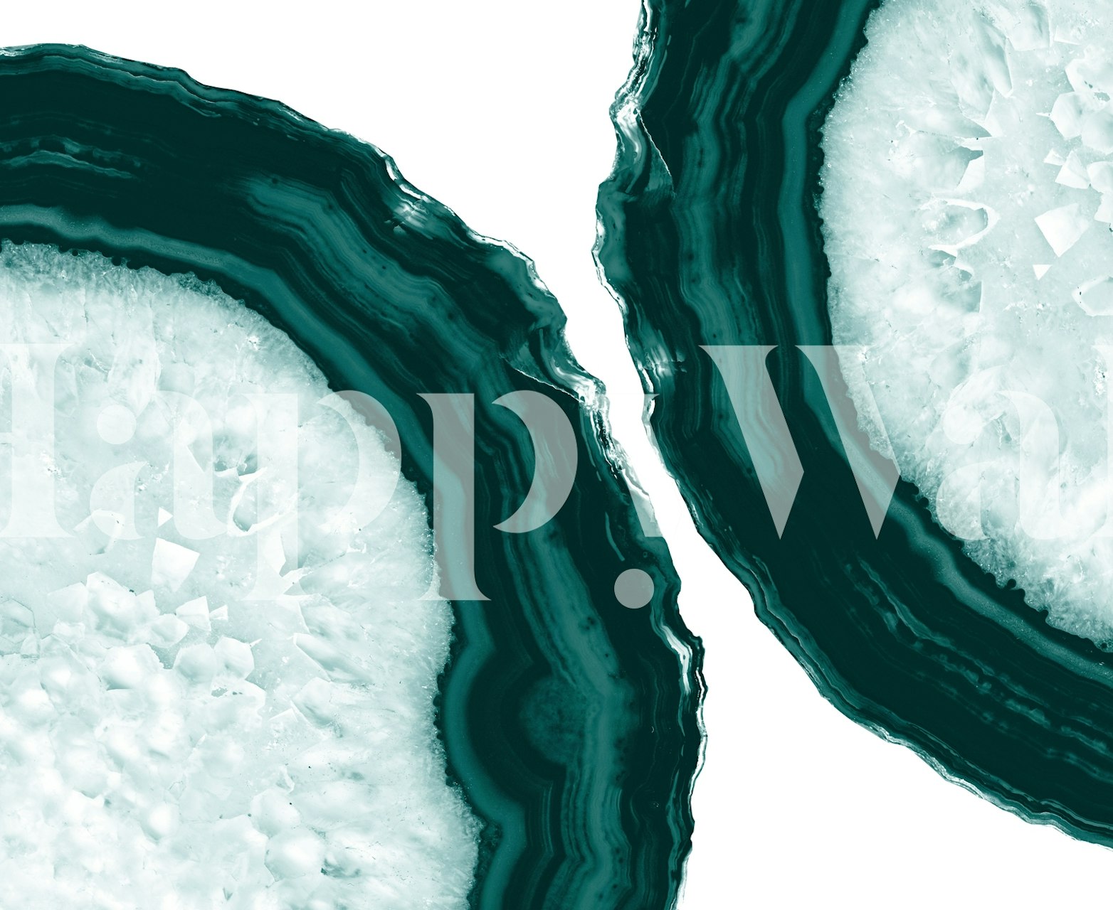 Teal agate geode design with sharp white details wallpaper
