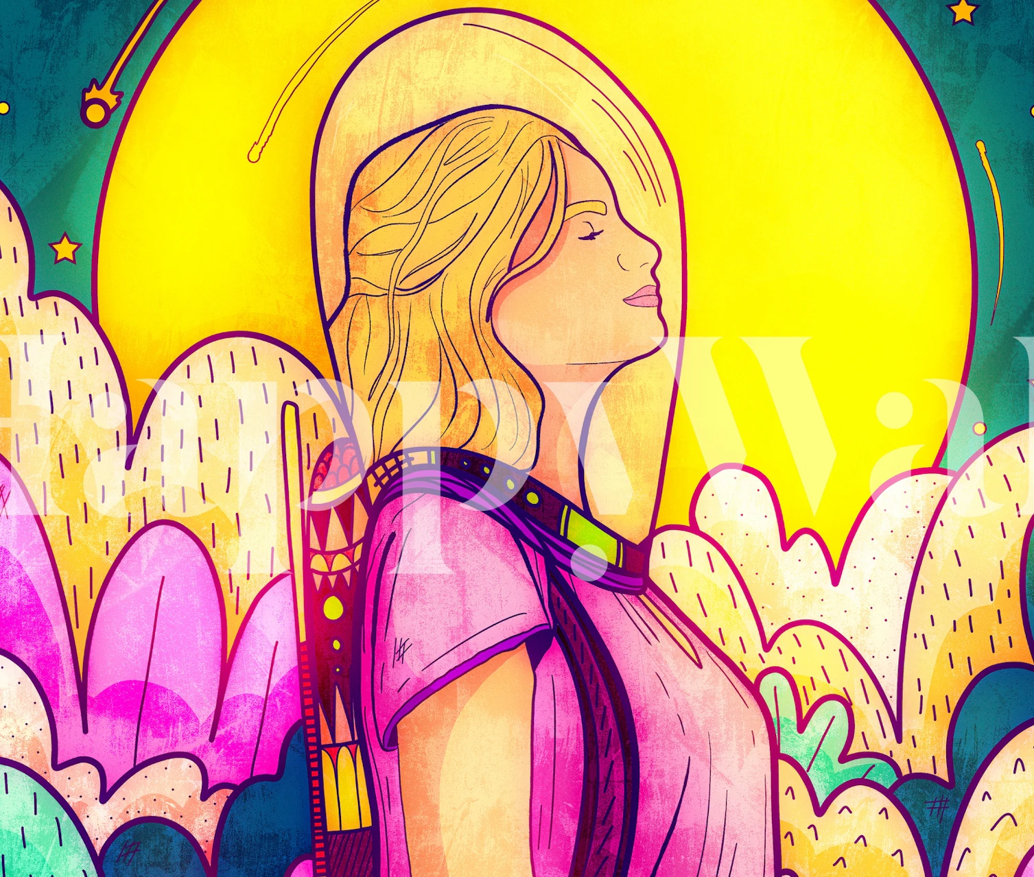 Diseño de papel pintado vibrante en una habitación