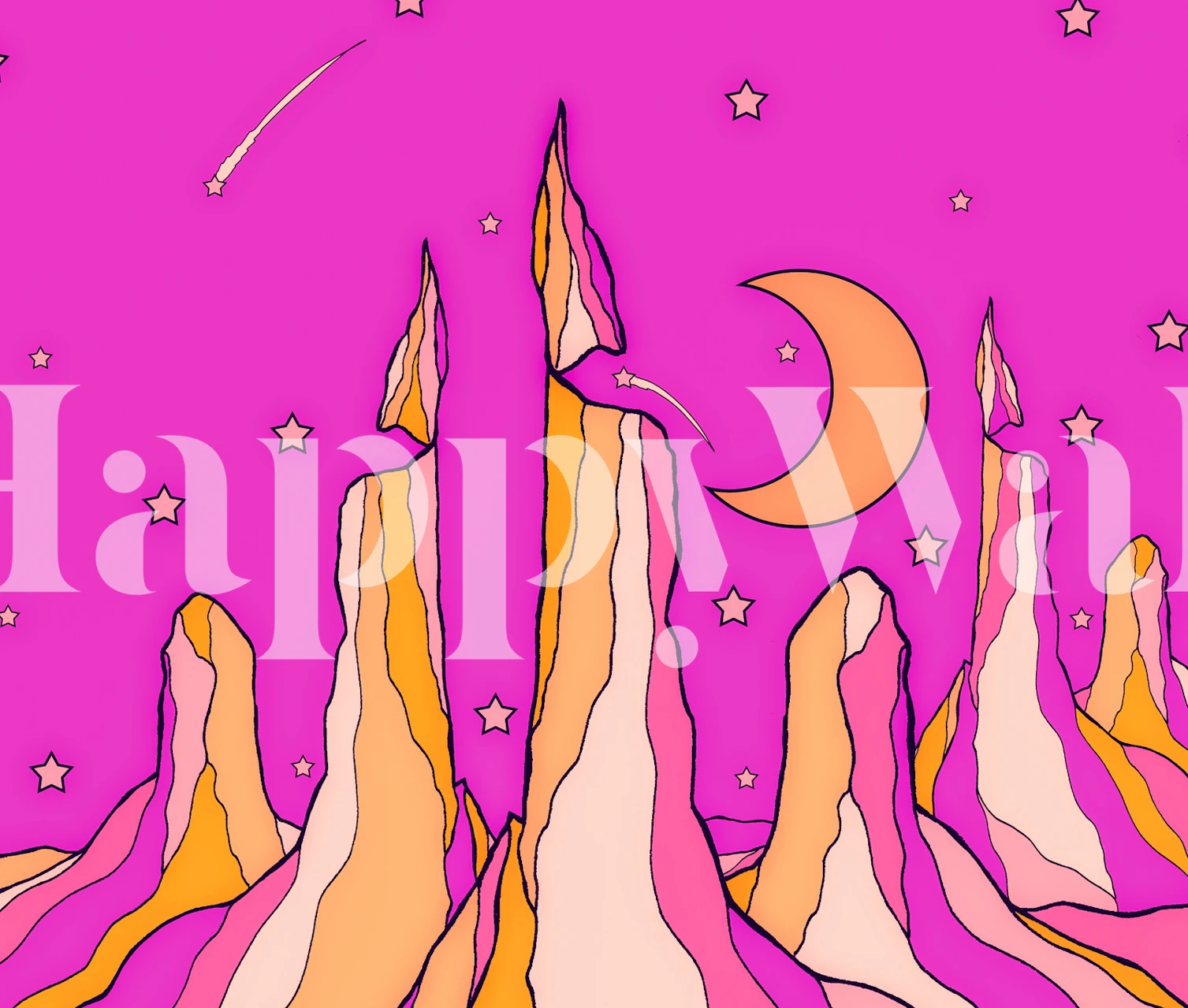 Veselý návrh tapet s As the peaks rise a měsícem