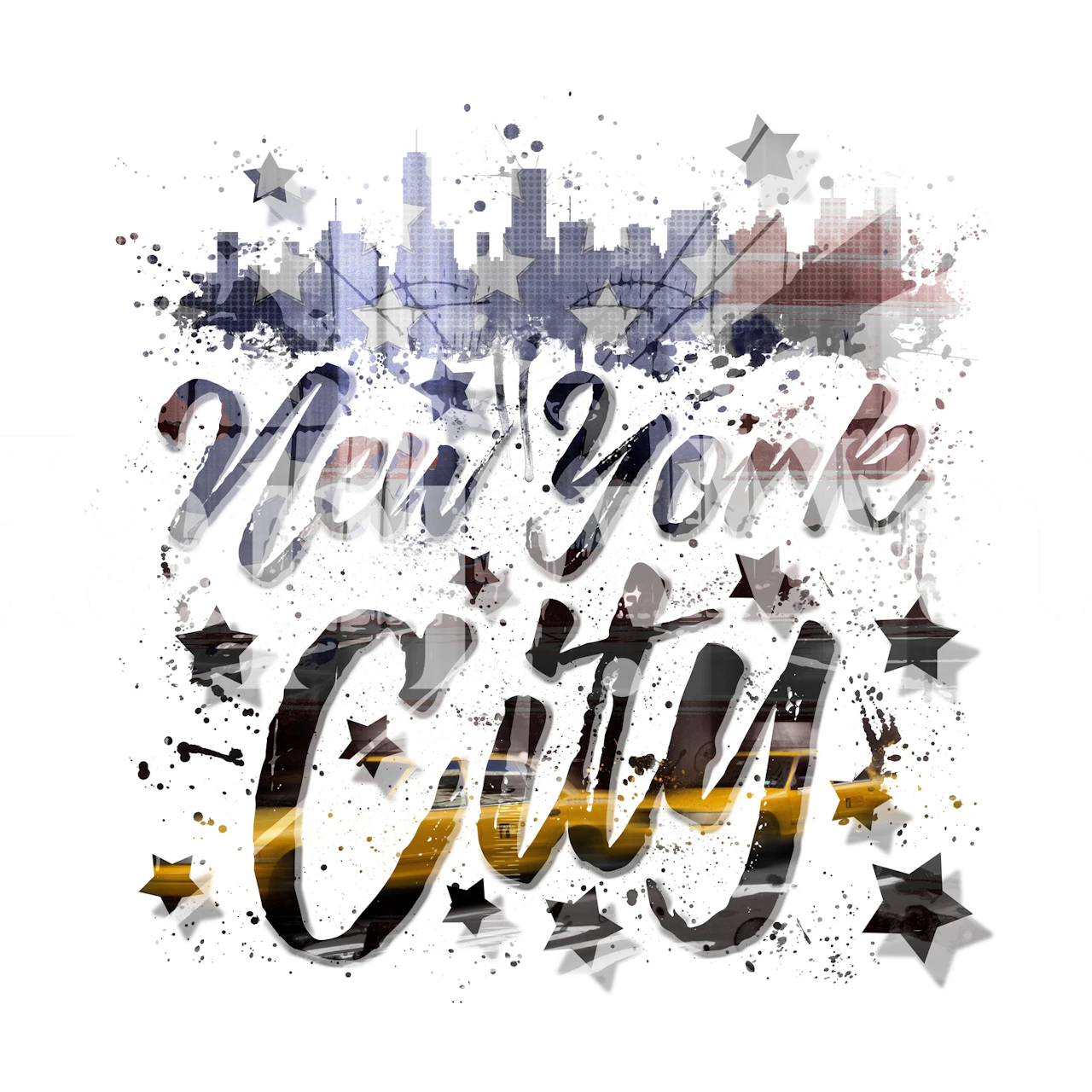 New York City skyline with colorful graphic elements wallpaper