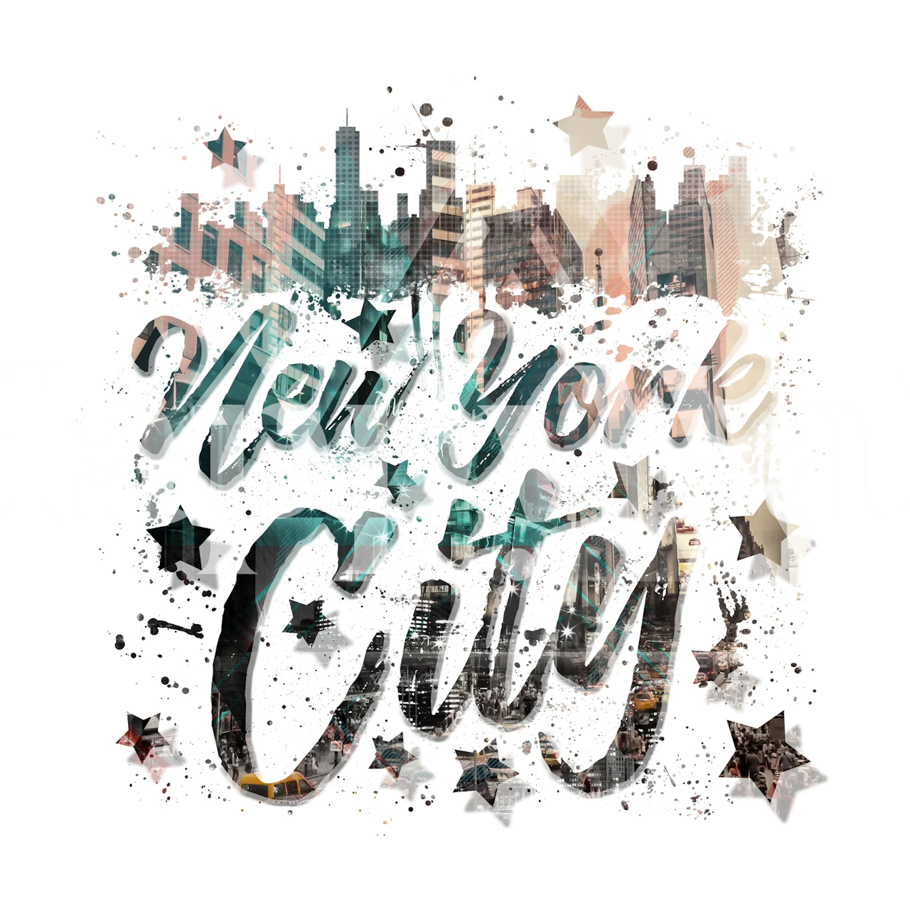 Tapeta NYC Typography Geometric Mix w pokoju