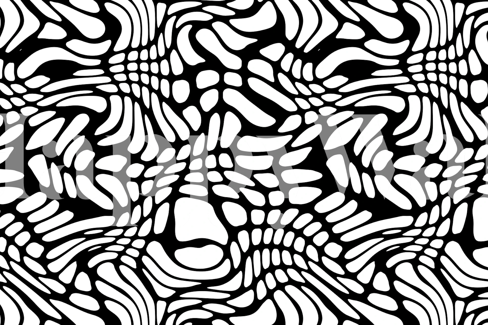 Black and white abstract shapes wall mural for modern interior decor