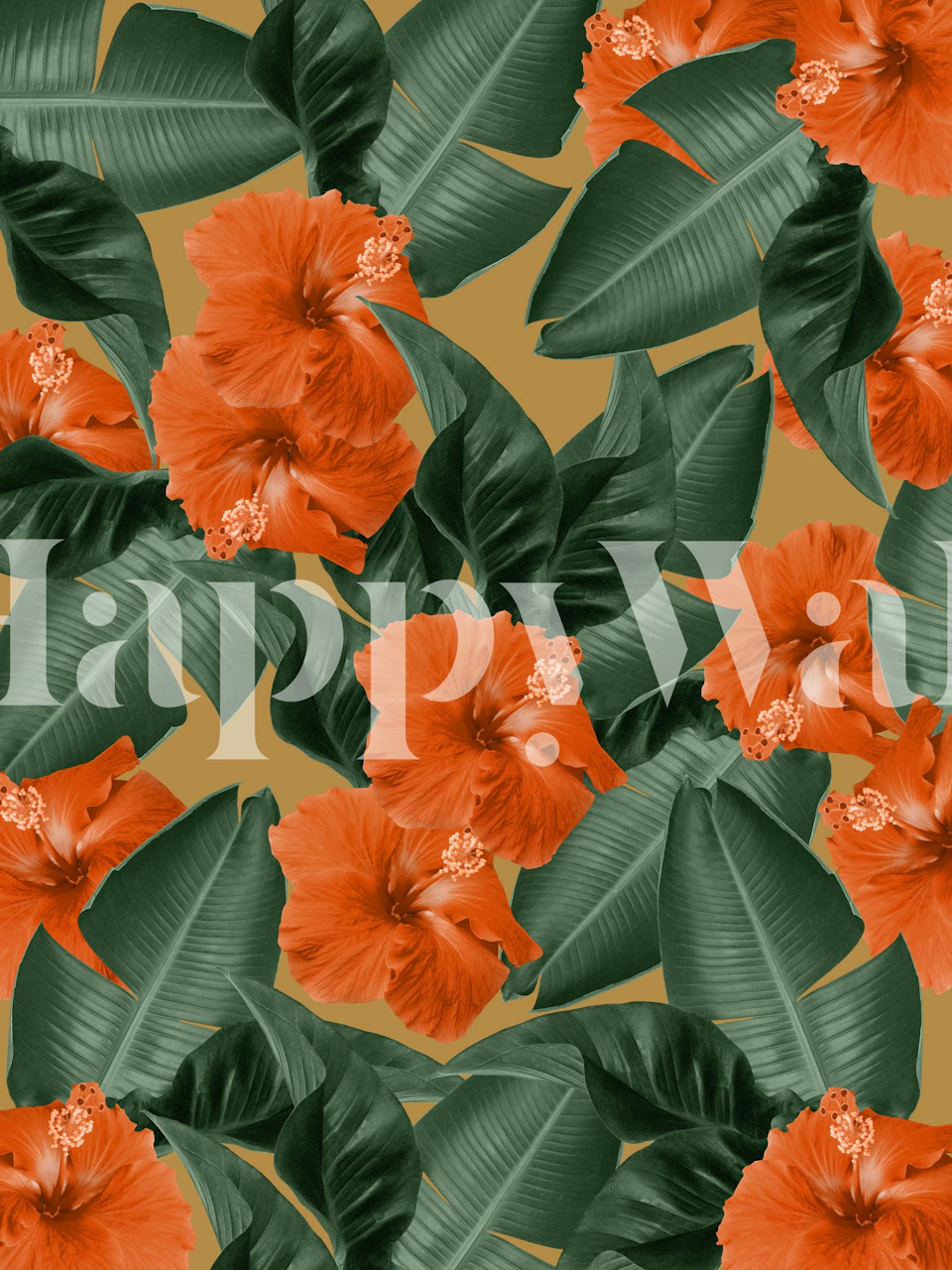 Hibiscus Jungle Leaves Dream tapet i et rum