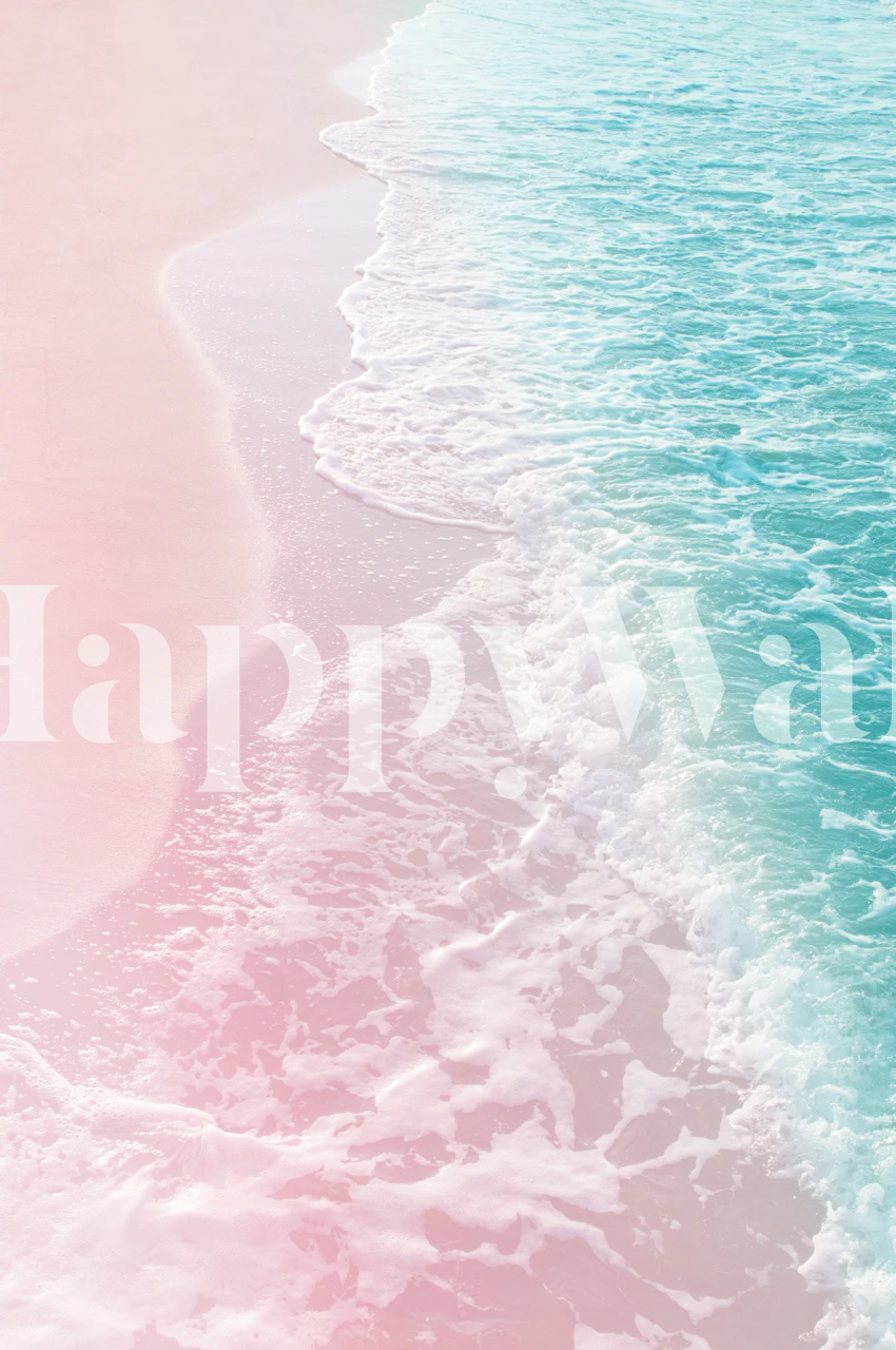Blush Pink Turquoise Ocean Tapete in einem Raum