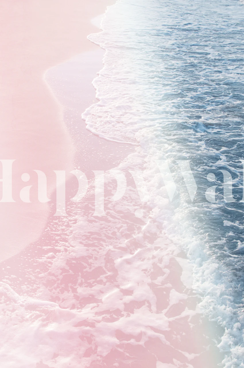 Ocean waves with blush pink and blue colors wallpaper