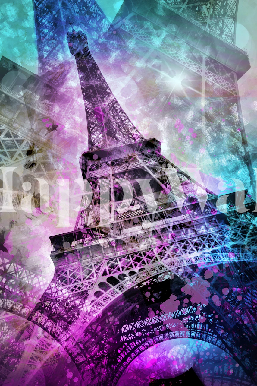 Kolorowa tapeta w stylu Pop Art Eiffel Tower