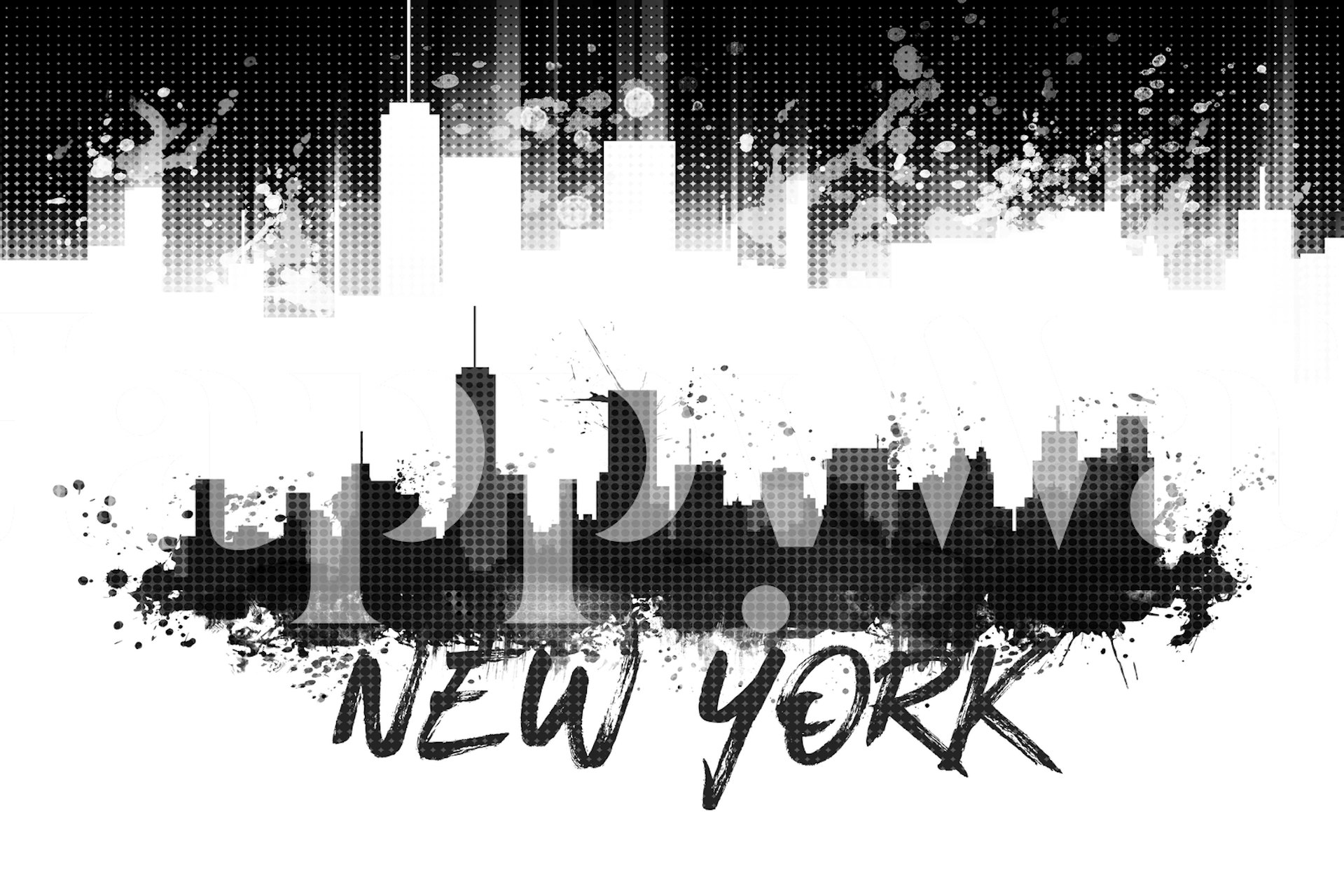 Ταπετσαρία NYC Skyline Splashes σε ένα δωμάτιο