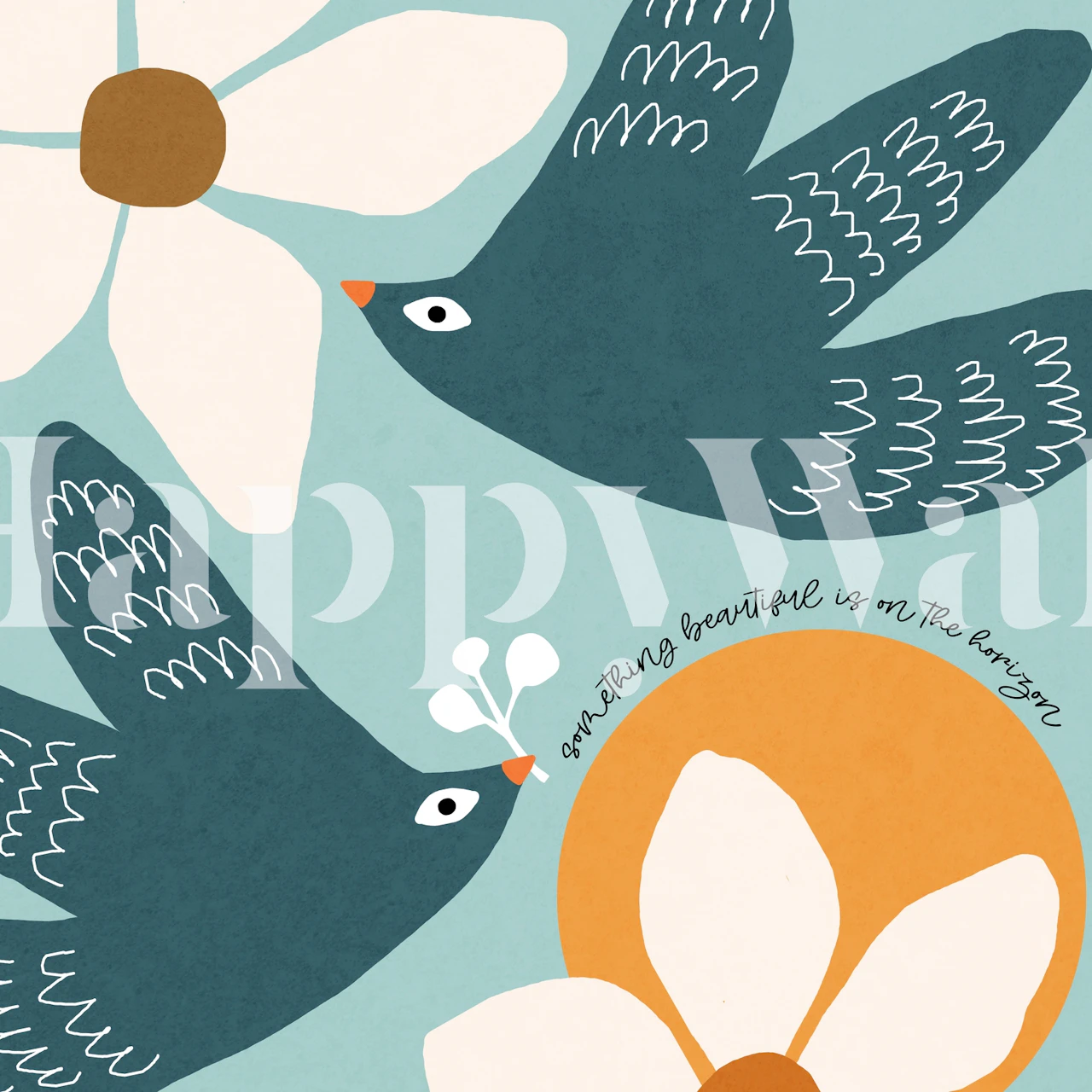 Carta da parati New Horizons in una stanza colorata