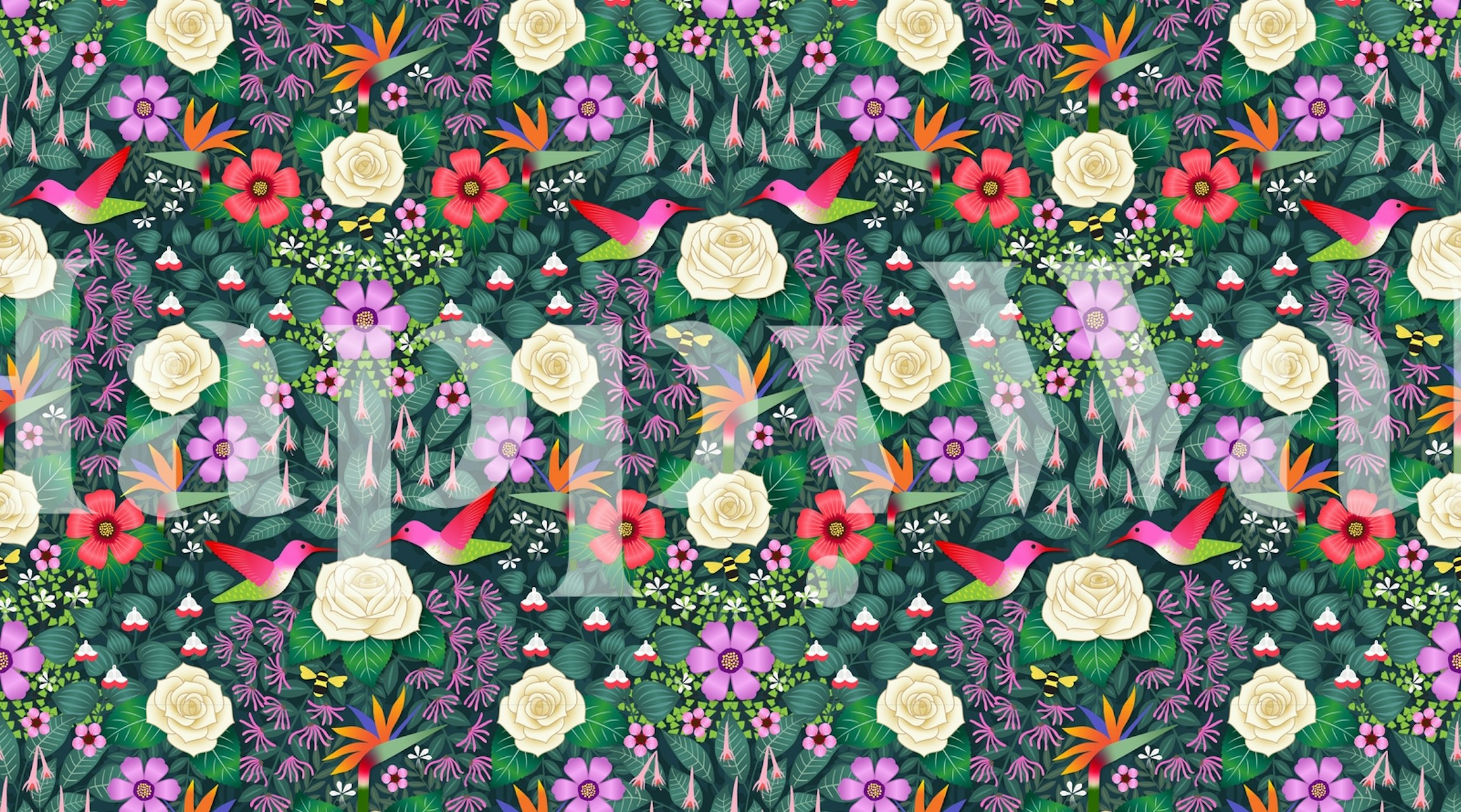 Σχεδίαση ταπετσαρίας Santiago Garden Humming Birds.