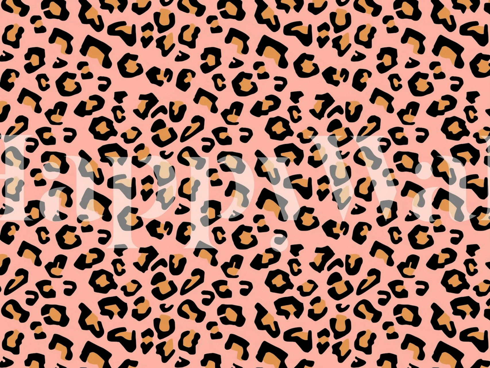Modern leopard print pattern wall mural on a pale pink background