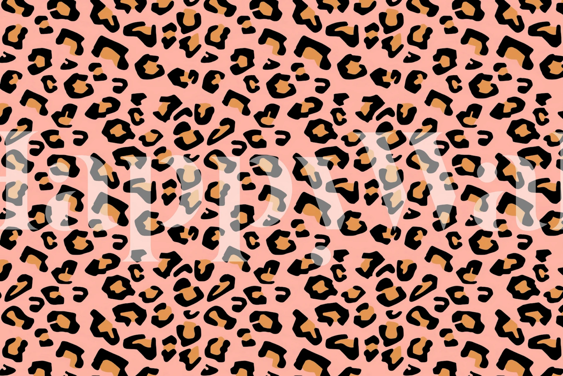 Modern leopard print pattern wall mural on a pale pink background
