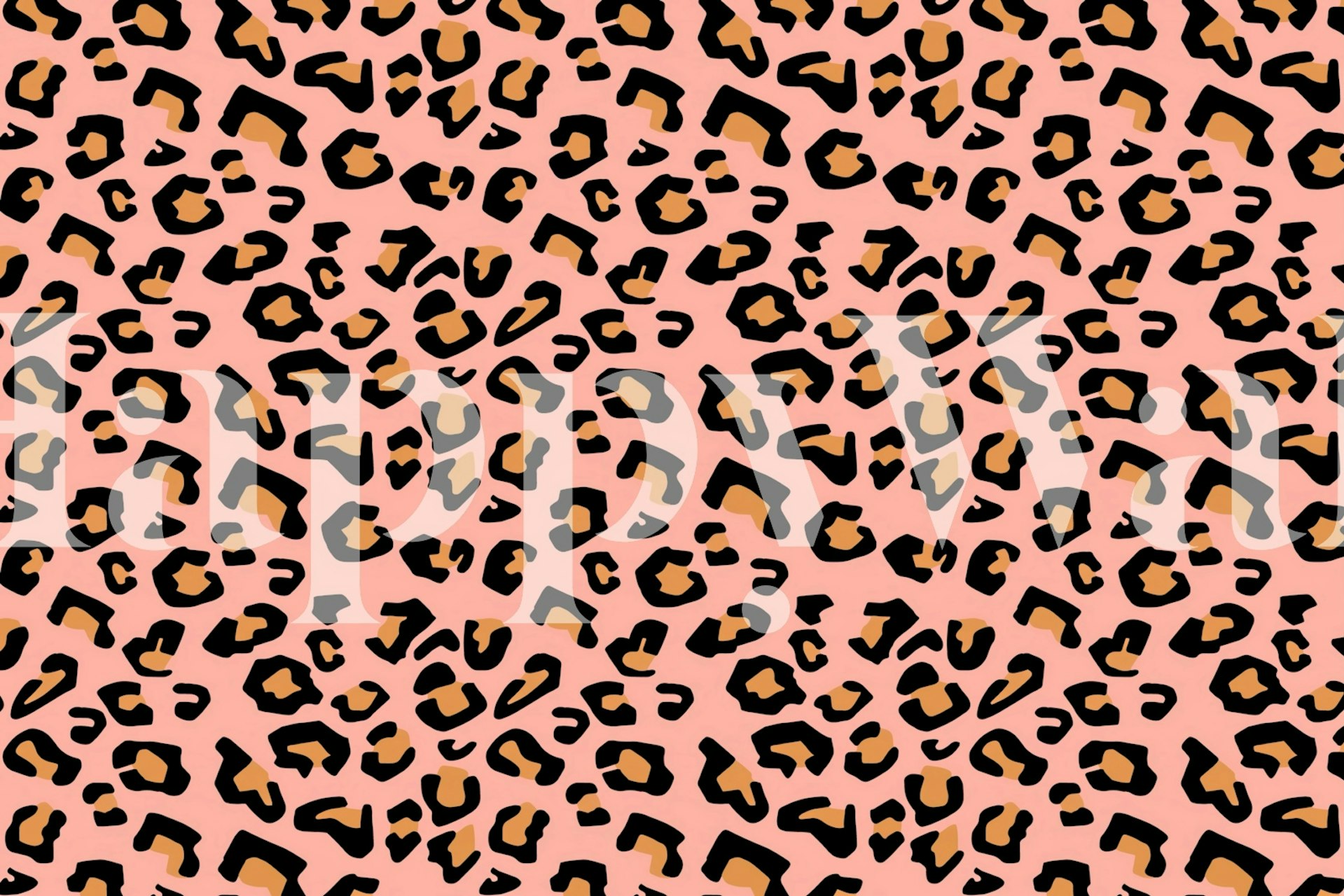 Modern leopard print pattern wall mural on a pale pink background