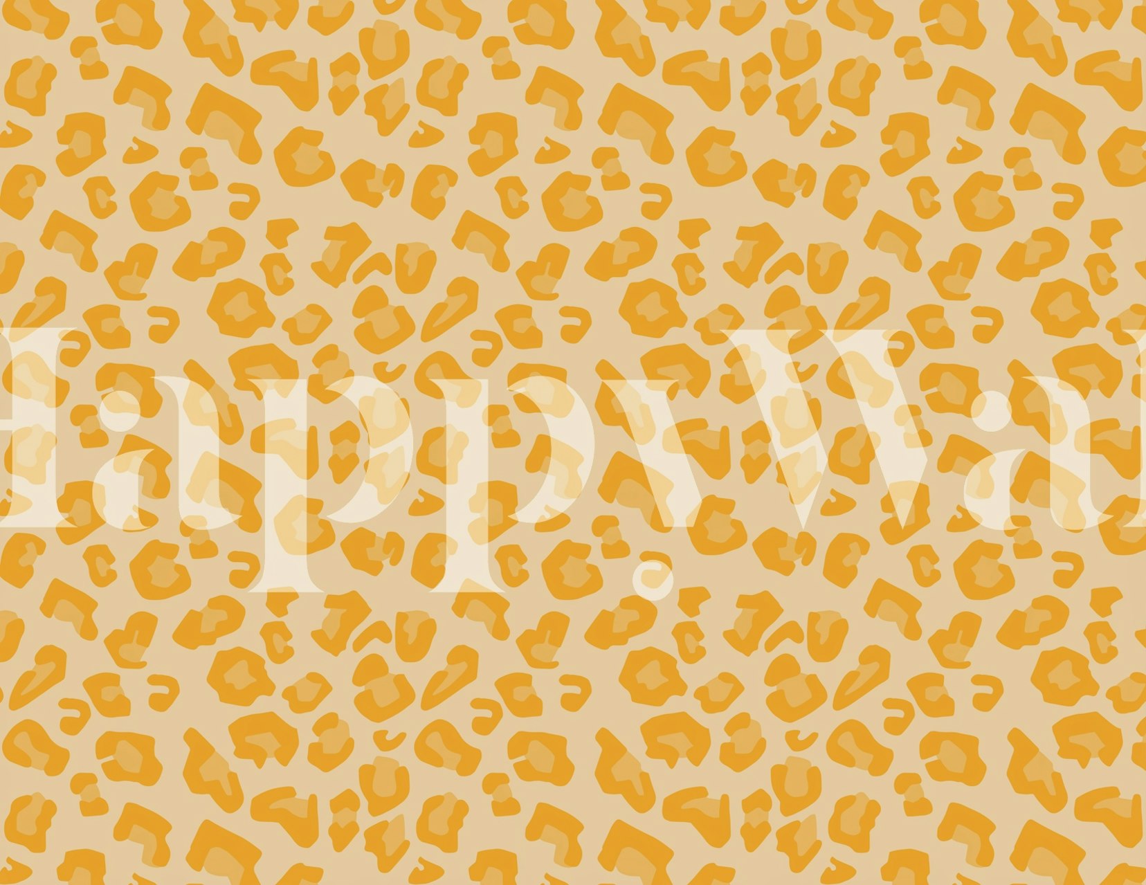 Yellow leopard print pattern wallpaper with brown spots