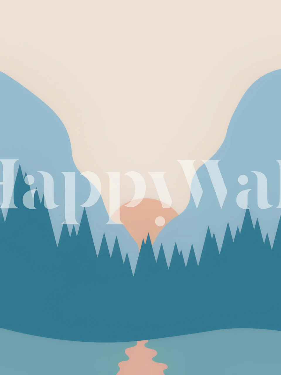 Sunset Forest wallpaper displayed in a room