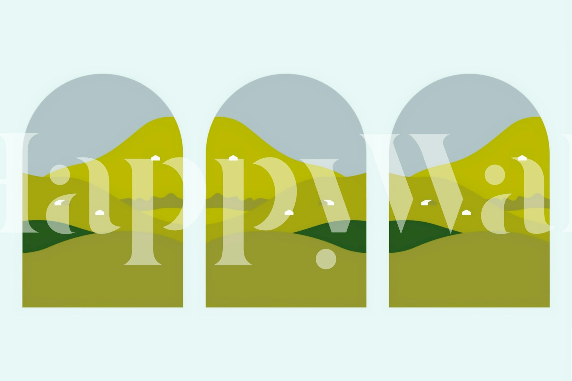 Skandinavisk Retro Meadow-tapet med abstrakte åser og markblomster