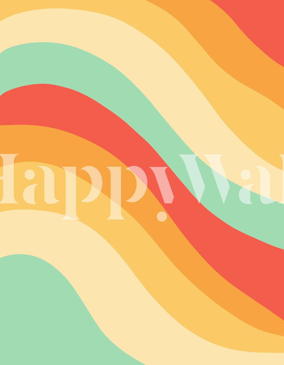 Retro wave pattern in orange, teal, and cream colors wallpaper