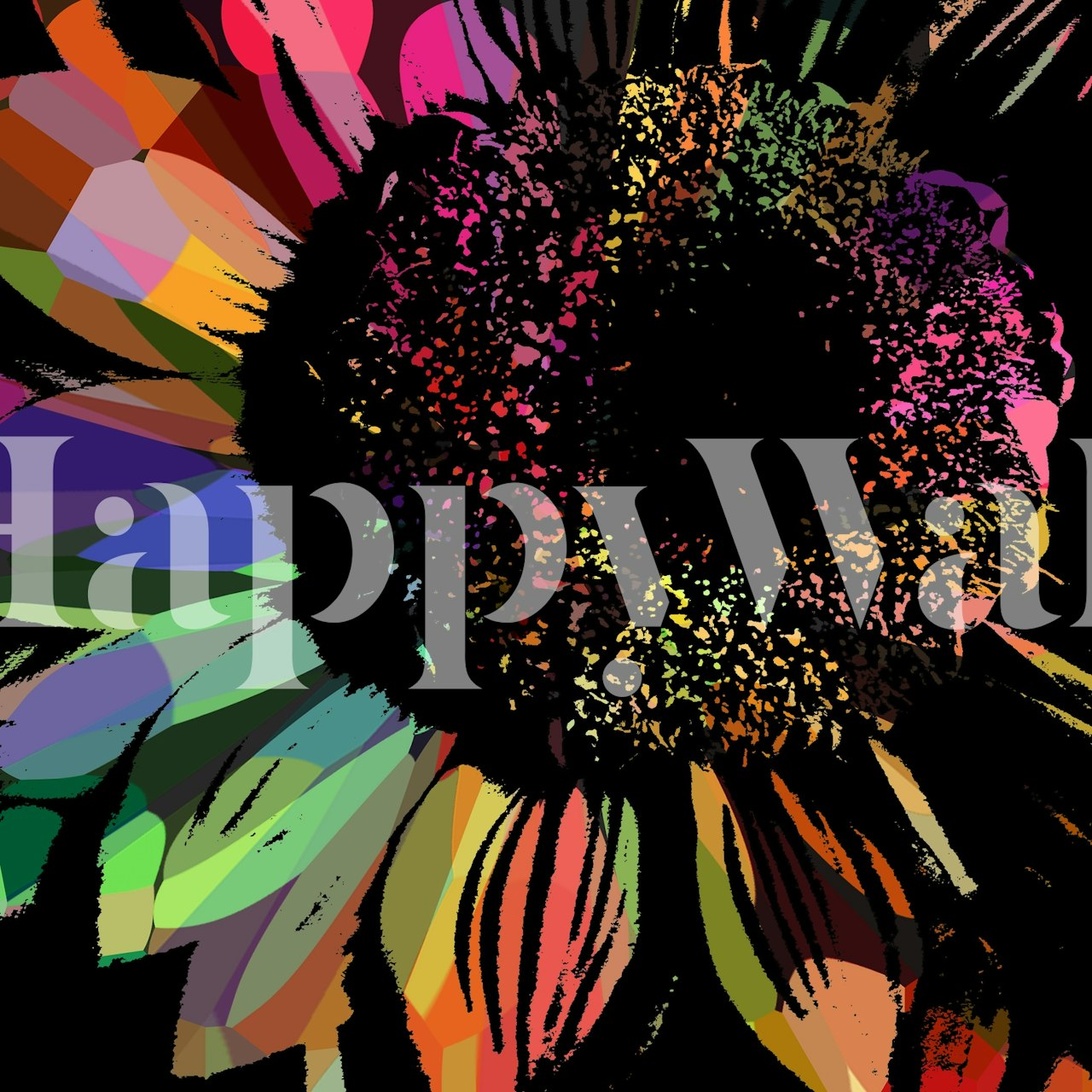 Χρωματιστό αφηρημένο τοιχογραφία της Flower που ανθίζει με δυναμικές πινελιές