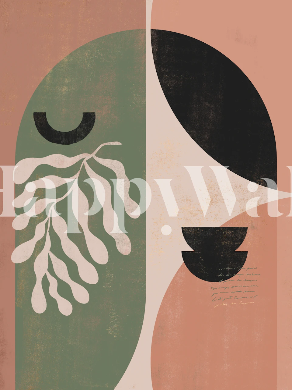 Geometric shapes in pink, green, and black wallpaper