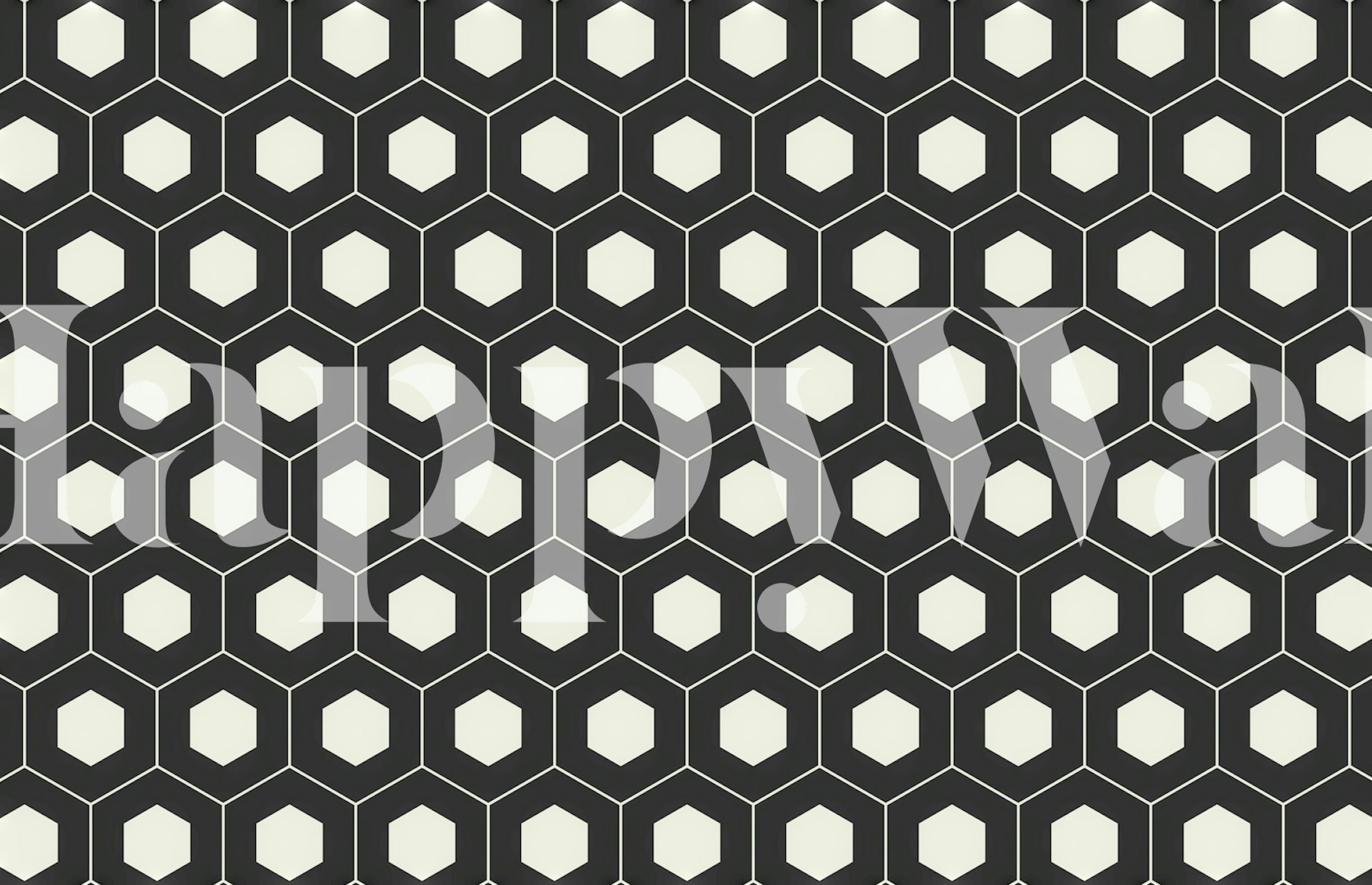 Minimal Vintage Geometry veggmaleri med repeterende svart og hvitt geometrisk mønster