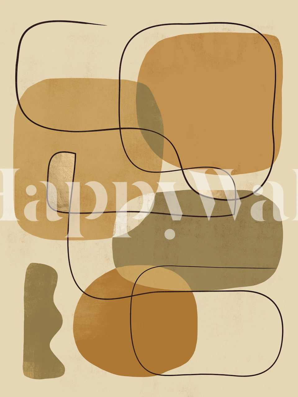 Beige and brown organic shapes abstract wallpaper