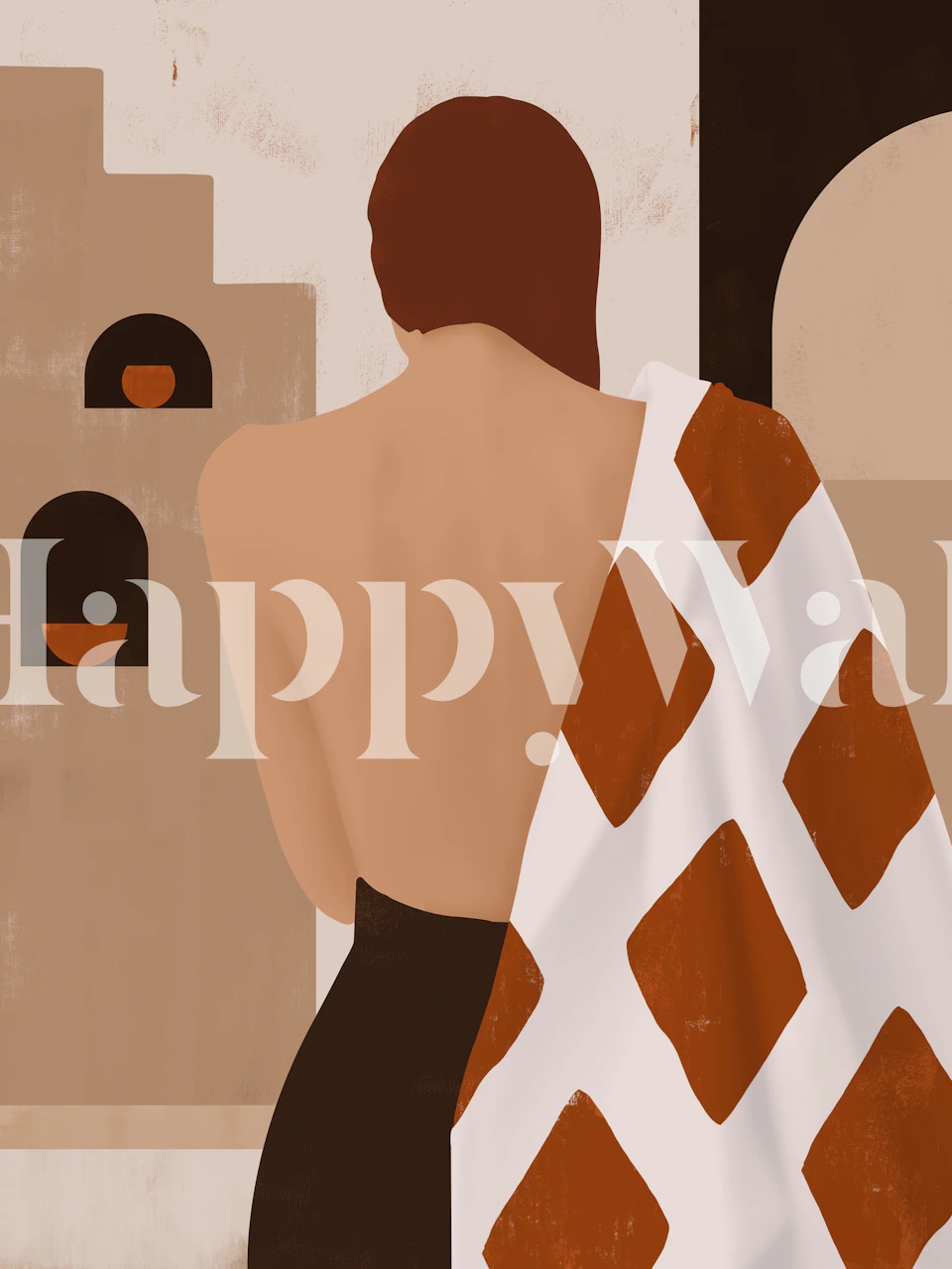 Abstract terracotta design with warm tones and geometric patterns wallpaper